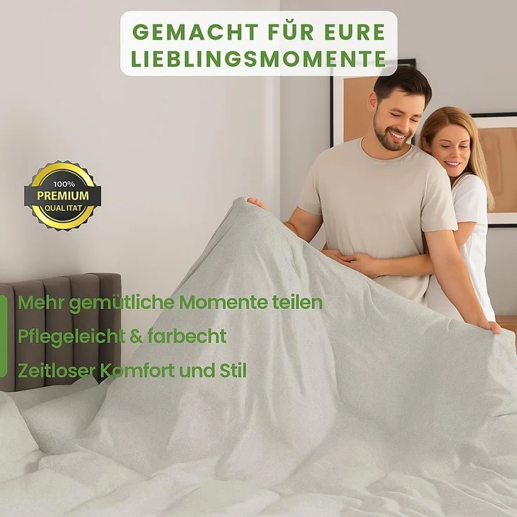 Jersey Bettwäsche 135x200cm 100% Baumwolle weich atmungsaktiv Hellgrau Melange – Bild 6