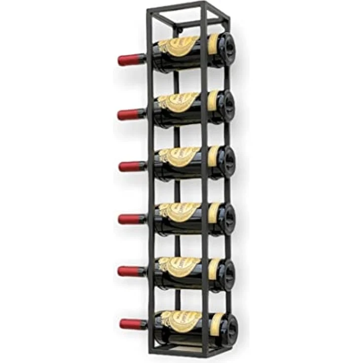 DanDiBo Weinregal Metall Wand 80 cm Schwarz Flaschenregal 96238 Flaschenhalter Wandmontage Modern Wandhalter Wandregal für 6 Flaschen – Bild 6