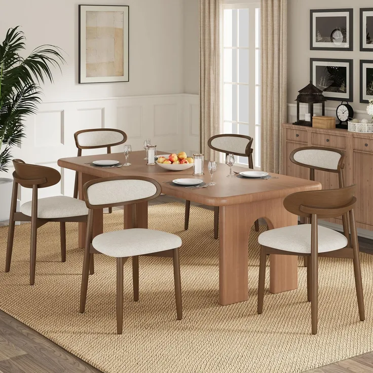 MALOL Esszimmerstühle 6er Set, Stühle Esszimmer, Ergonomischer Stuhl mit Massivholzrahmen, 5cm Schaumpolsterung, Bequeme Polstersitzfläche, Küchenstuhl für Zuhause und Gewerbe, Beige