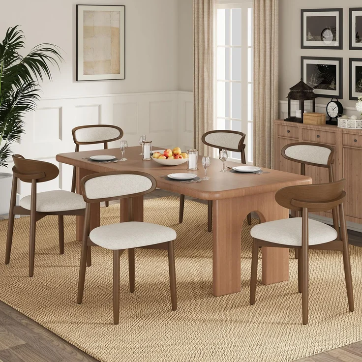 MALOL Esszimmerstühle 6er Set, Stühle Esszimmer, Ergonomischer Stuhl mit Massivholzrahmen, 5cm Schaumpolsterung, Bequeme Polstersitzfläche, Küchenstuhl für Zuhause und Gewerbe, Beige