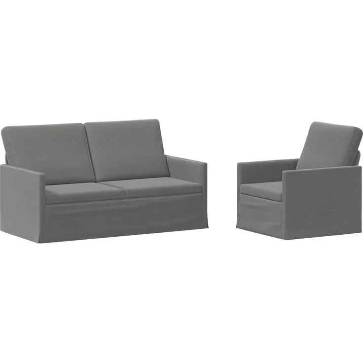 vidaXL Sofa-Set 2 pcs Dunkelgrau Samt (V) 3433204 – Bild 1