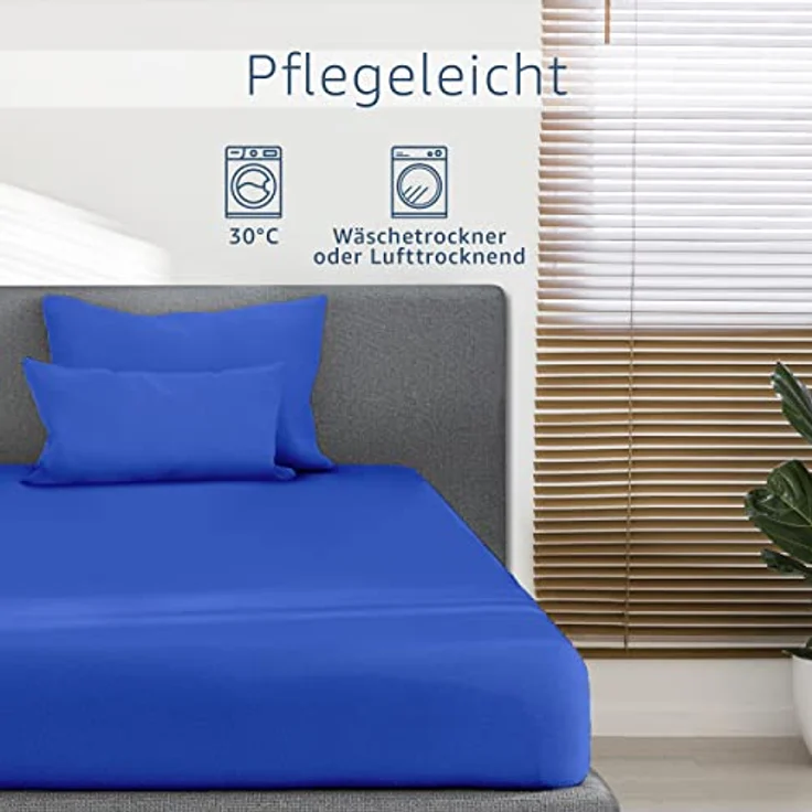Amago - Spannbetttuch, 50 cm Steg, 100 prozent Baumwolle, 140x200 cm - Blau – Bild 8
