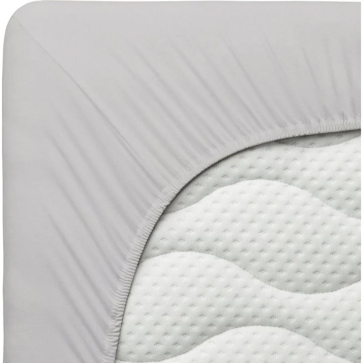 Schlafgut Spannbettlaken Premium, Gummizug: rundum, (1 Stück), Mako-Zwirn-Jersey, Grey Light, M 120x200 cm - 130x220 cm – Bild 4