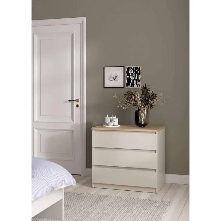 Home affaire Kommode Naia - 3 Schubladen mit griffloser Front, Made in Denmark (Breite: 77 cm, mehrere Farben), Viel Stauraum, zeitloses & skandinavisches Design, Metallgleiter