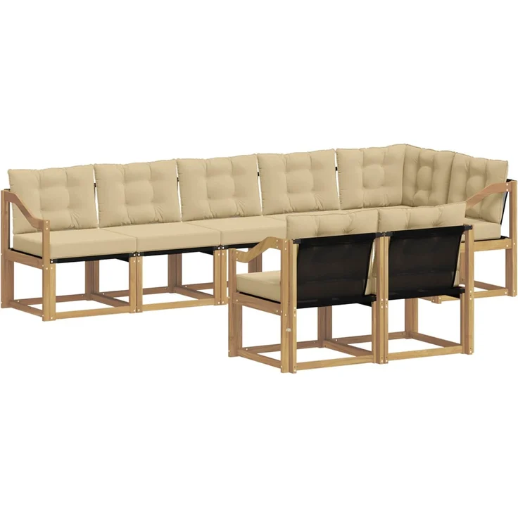 vidaXL Outdoor-Sofagarnitur 8 stk. 7-Sitzer Weiß und Beige 3389607 – Bild 2