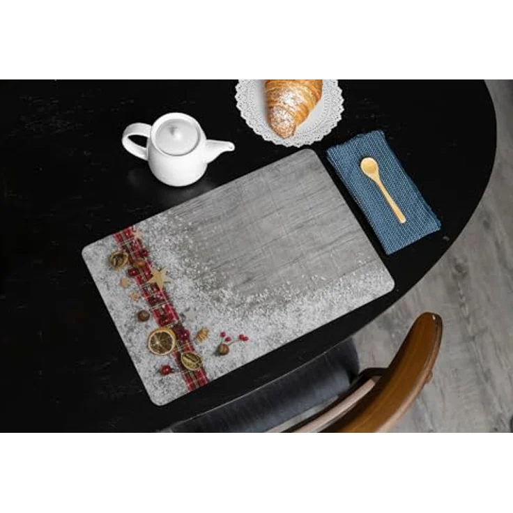 matches21 HOME & HOBBY Platzset Abwaschbare Tischsets 4er Set Weihnachten Deko & Holz, (4-St), Platzsets als Tisch-Untersetzer und Tisch-Deko für Esstisch Teller – Bild 5
