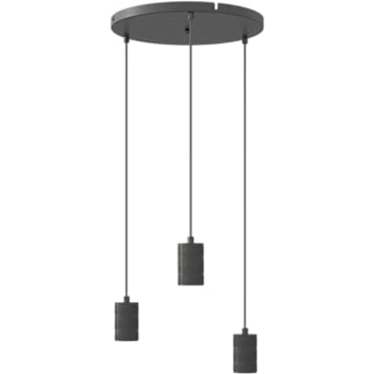 Calex Retro Pendelleuchte, eckig, 3-flg., schwarz, dimmbar mit E27-Fassung – Bild 6