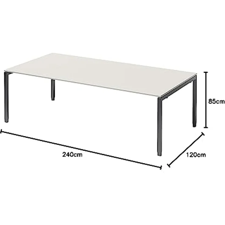 BISLEY Cito Chefarbeitsplatz/Konferenztisch, 650-850 mm höheneinstellbares U-Gestell, Metall, Gw334 Dekor Grauweiß, Gestell Anthrazitgrau, 120 x 240 x 85 cm – Bild 2