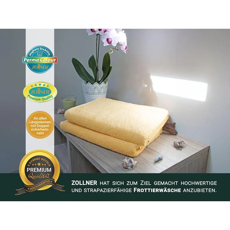 ZOLLNER Duschtücher 3er Set, gelb, 70x140 cm, 100% Baumwolle – Bild 5
