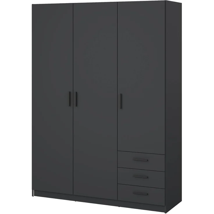 Dmora - Kleiderschrank 3 Türen Thea, Schlafzimmermöbel, Schrank, Garderobe, 147x50 h200 cm, Grau – Bild 8