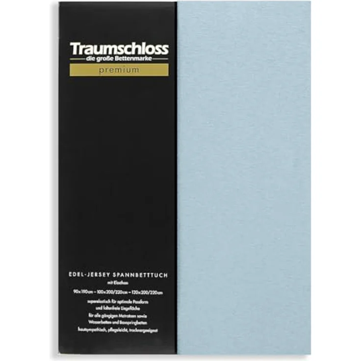 Traumschloss Premium Edel-Jersey Spannbettlaken mittelblau 140-160x200-220 – Bild 2