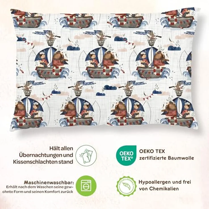 Baumwoll-Kissenbezug für Kinder Größe 33x45 cm. Hochwertige Qualität, angenehm weich und pflegeleicht. Mit verschiedenen Designs. Ideal für komfortablen und erholsamen Schlaf. – Bild 4