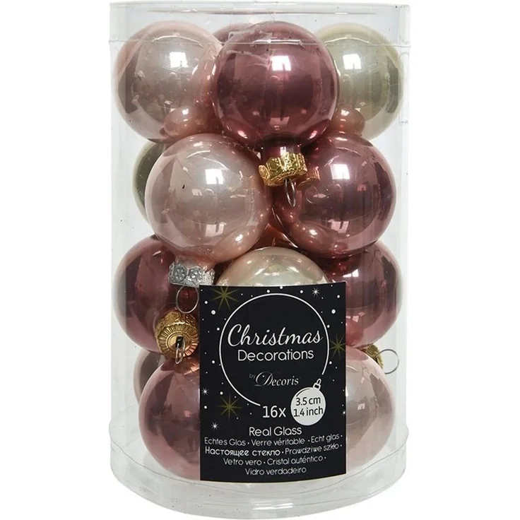 Kaemingk Weihnachtsbaumkugel Weihnachtsbaumkugeln Glas Ø 3,5 cm 16 Stück pink dunkel