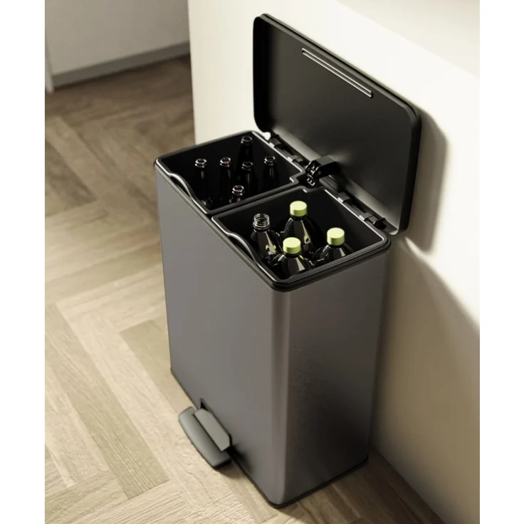 Curver Duo Tretmülleimer Deco 26L+26L Grau 443818 – Bild 10