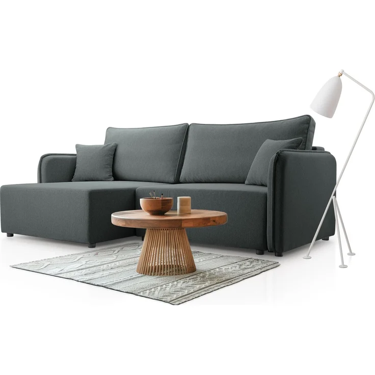 Selsey 'Kassian' Ecksofa mit Schlaffunktion und Bettkasten, grau, links – Bild 2