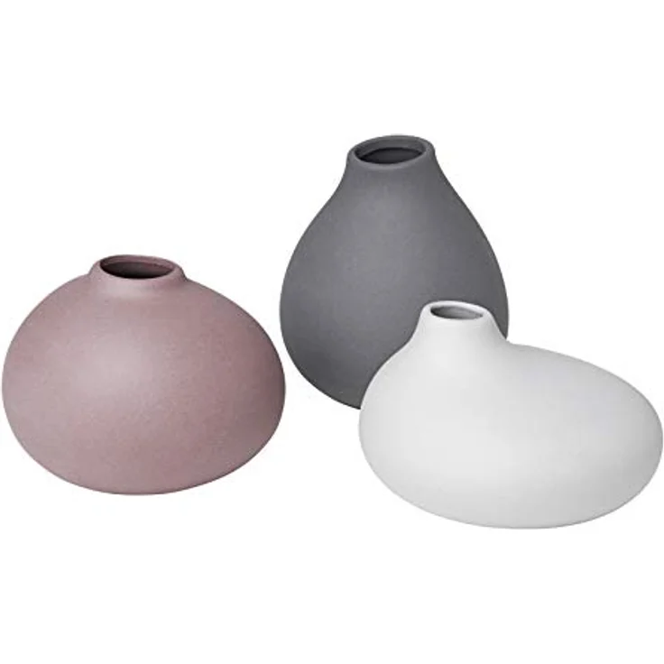 blomus Vasen-Set Nona, 3-teiliges Porzellan-Set in Bark, Micro Chip & Pewter, handwerklicher Charakter mit natürlicher Eleganz und außergewöhnlicher Form – Bild 1