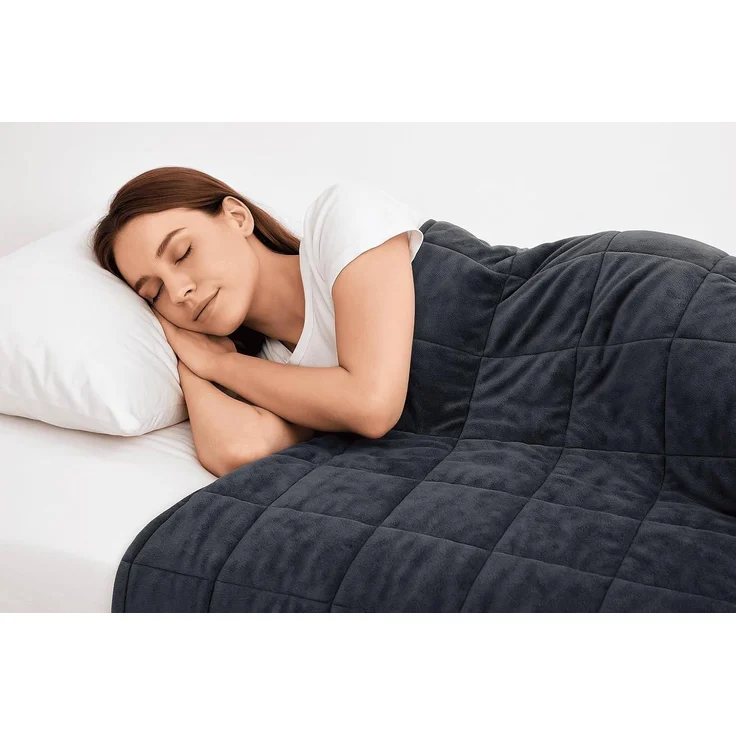 kamelshopping Gewichtsdecke 9 kg Gewichtsdecke, ca. 135 x 200 cm, weicher Polyester-Fleece-Bezug, Füllung: feine Glasperlen, Entspannungsdecke, Anti-Stress Decke, Therapiedecke – Bild 2