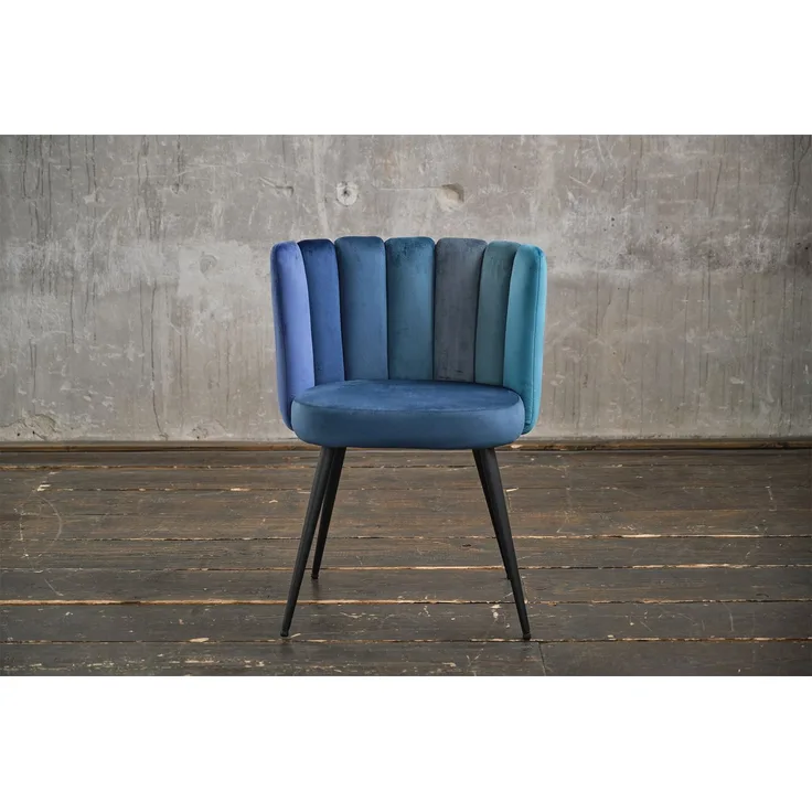 KAWOLA Stuhl JADA Esszimmerstuhl Velvet blau Fuß schwarz 86 x 55 x 59 cm