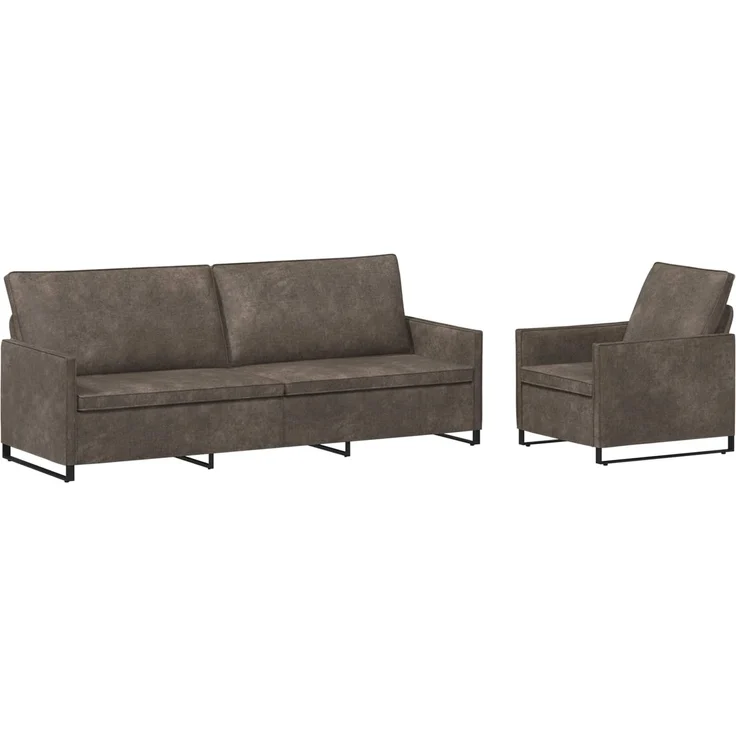 vidaXL Sofa-Set 2 pcs Dunkelgrau Kunstwildleder 3433132 – Bild 1