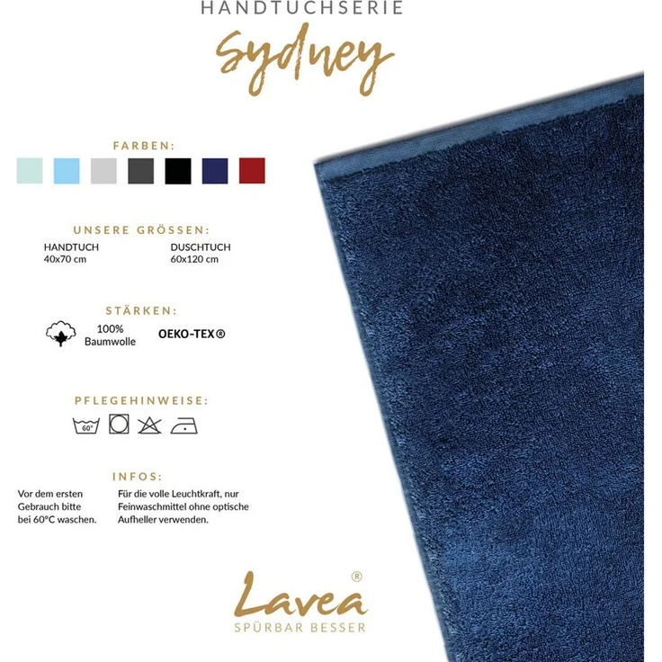 Lavea Handtücher Sydney Serie Handtuch oder Duschtuch Set, (4-St), 500 g/m² Frottier, weich & saugstark, pflegeleicht – Bild 3