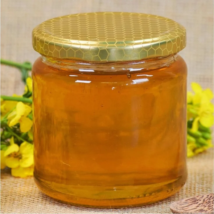 gouveo Honigglas 500g mit Schraub-Deckel - Leere Vorratsgläser 405 ml für Honig, Metall TO82 Bienenwabe, (24-tlg) – Bild 4