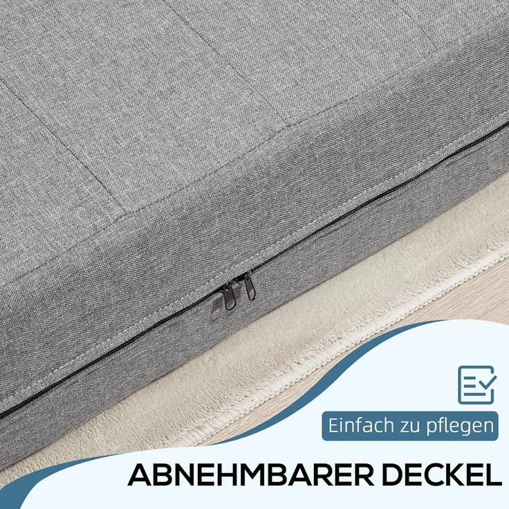 HOMCOM Relaxsessel 2-in-1 Klappbar Schlafsofa mit Leinenoptik (Sofabett, 1-St, Bodensofa), für Wohnzimmer, Schlafzimmer, Grau – Bild 6