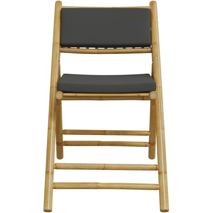 vidaXL Bistrostühle 2 Stk. Klappbar mit Dunkelgrauen Kissen Bambus 365873 – Bild 10