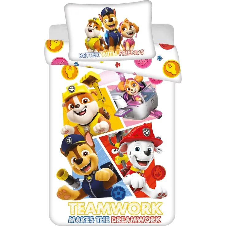 Paw Patrol Kinderbettwäsche – Bettbezug 100x135 cm & Kissenbezug 40x60 cm