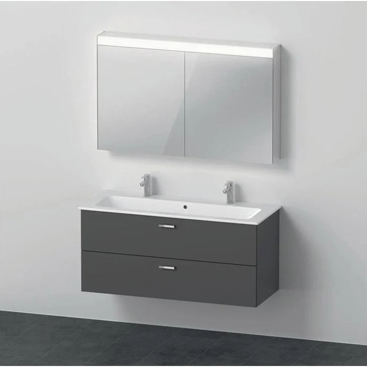Duravit XBASE Badmöbelset, 1230mm mit LED-Spiegelschrank und Soft-Close-Türen, grafit matt