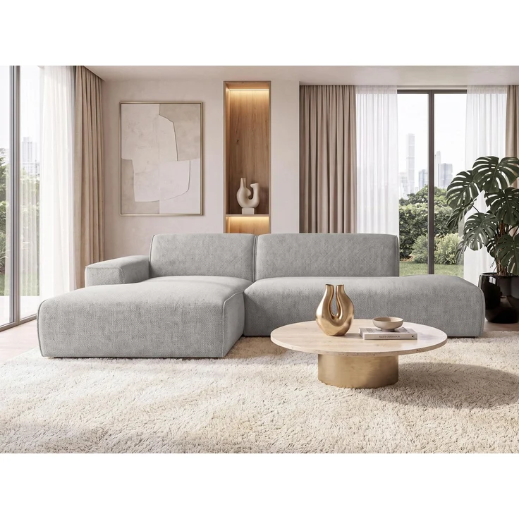 AX LIVING Ecksofa Modern Didim Duo 284 cm Hellgrau Chenille Eckcouch L – Bild 3
