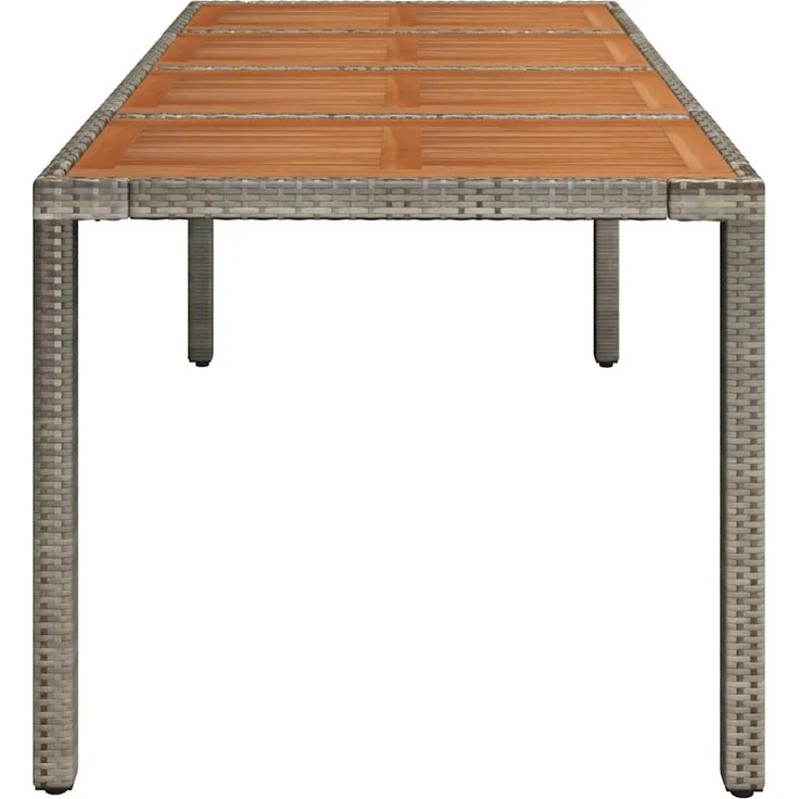 Gartentisch, Balkontisch mit Holzplatte Grau 190 x 90 x 75 cm Poly Rattan – Bild 4