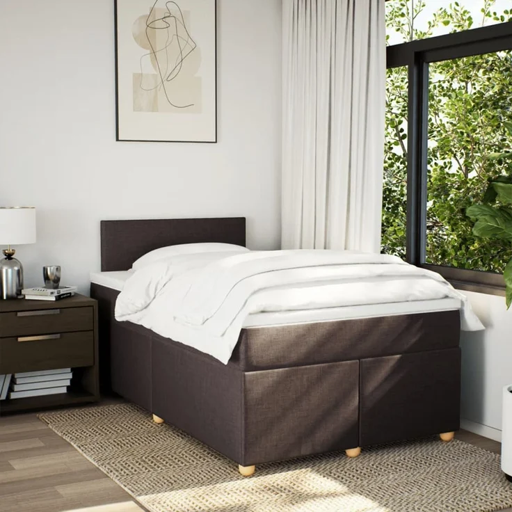 vidaXL Boxspringbett mit Matratze Dunkelbraun 120x200 cm Stoff 3288943 – Bild 4