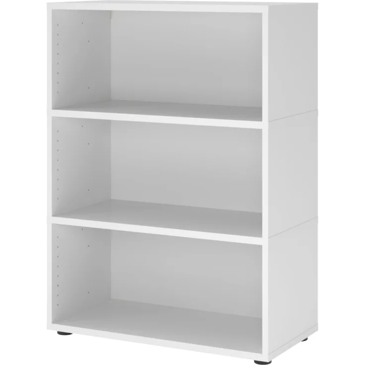bümö flexi Regal mit werkzeuglosem Schnellaufbausystem, Dekor: weiß - Modulares Aktenregal 80 cm breit aus Holz für 3 Ordnerhöhen mit Threespine-Klicksystem, FW38REKG-W