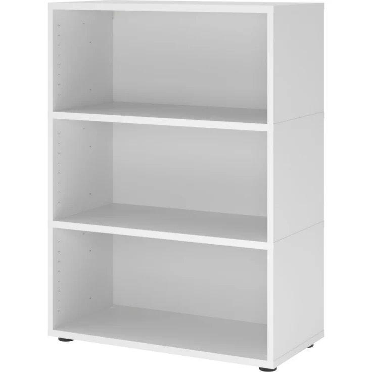 bümö flexi Regal mit werkzeuglosem Schnellaufbausystem, Dekor: weiß - Modulares Aktenregal 80 cm breit aus Holz für 3 Ordnerhöhen mit Threespine-Klicksystem, FW38REKG-W
