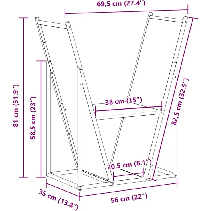 vidaXL Brennholzregal Weiß 69,5x35x81 cm Kaltgewalzter Stahl 864178 – Bild 10