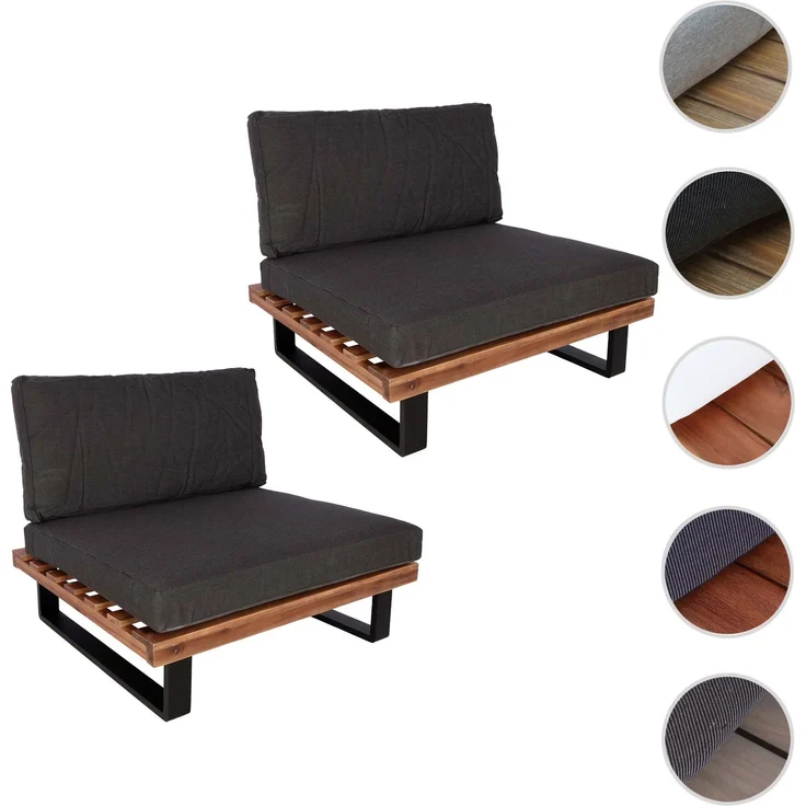 2er-Set Lounge-Sessel HWC-H54, Garten-Sessel, Spun Poly Akazie Holz FSC-zertifiziert Alu ~ braun, Polster dunkelgrau – Bild 10