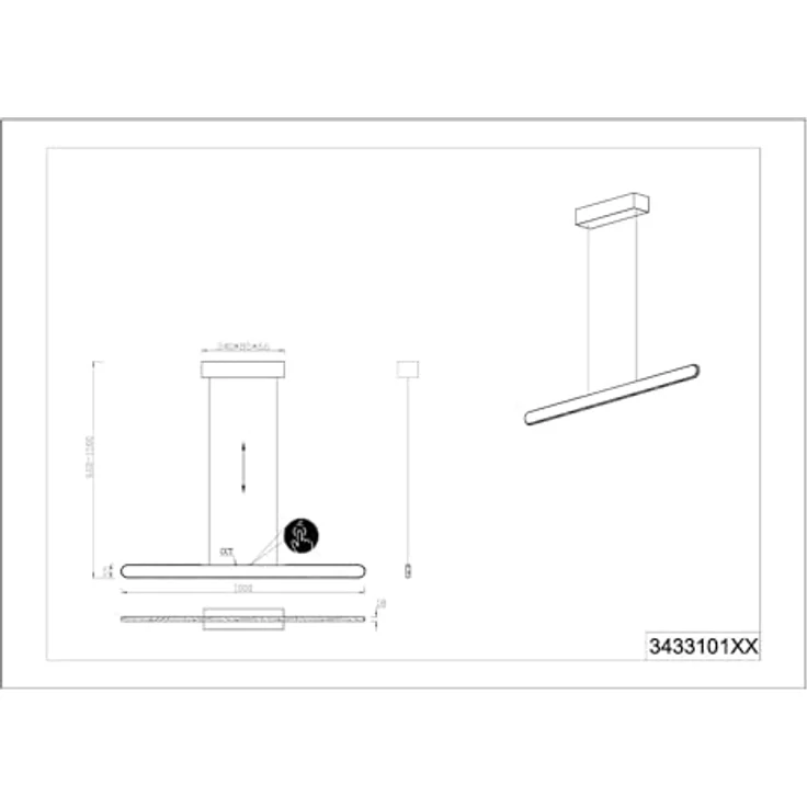 Trio Leuchten HELIOS - Höhenverstellbare LED Pendelleuchte, touch dimmbar, Schwarz, Breite 100cm, 2700K-6500K Lichttemperatur – Bild 17