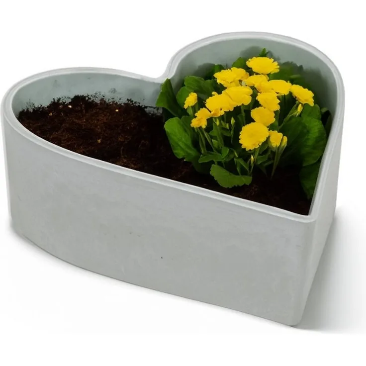matches21 HOME & HOBBY Blumentopf Herz Pflanzschale für draussen Vintage Dekoschale grau 15 cm (1 St), Wetterfeste Blumen-Schale als Garten-Deko oder Friedhof Grab-Schmuck