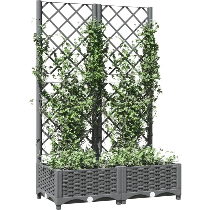vidaXL Pflanzkübel mit Rankgitter Hellgrau 80x40x121,5 cm PP 153271 – Bild 3