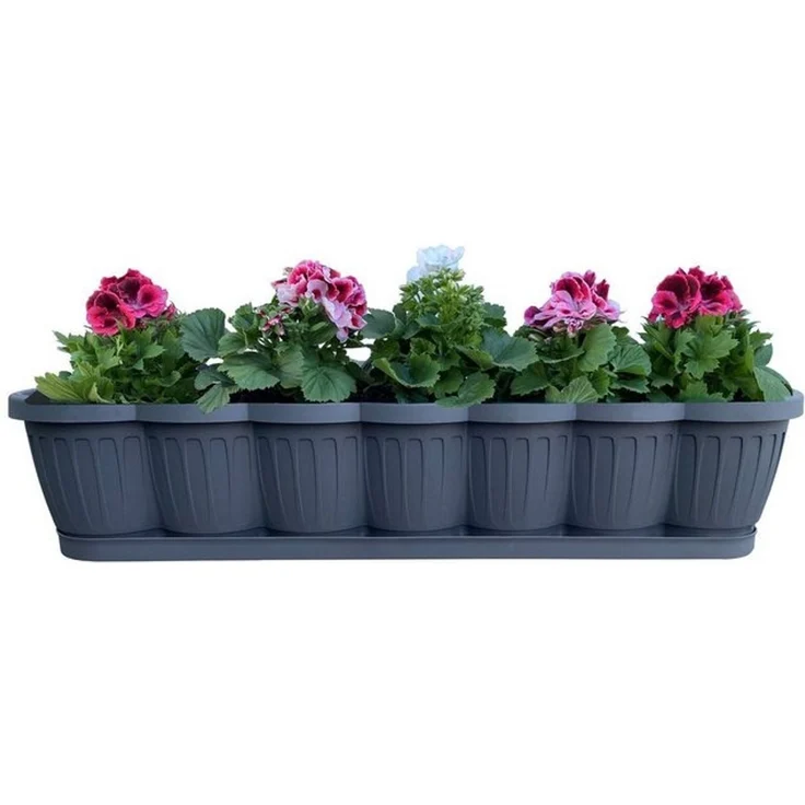 BURI Blumenkasten 1er Set 80cm Blumenkasten Pflanzkasten Anthrazit mit Bewässerung – Bild 4