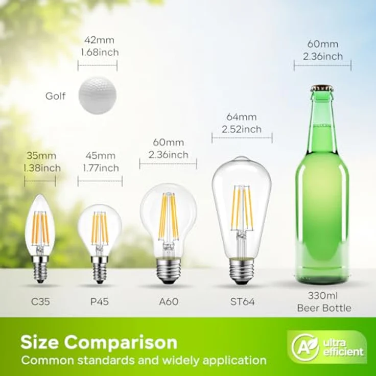 LVWIT 3.8W E27 E27 LED Warmweiss Energieklasse A, Filament Lampe Glühfaden ST64, 2700K Warmweiß, ultrahell 806 Lumen, ersatz 60W, Rustikalampe ST64, Nicht Dimmbar (6er Pack) – Bild 6