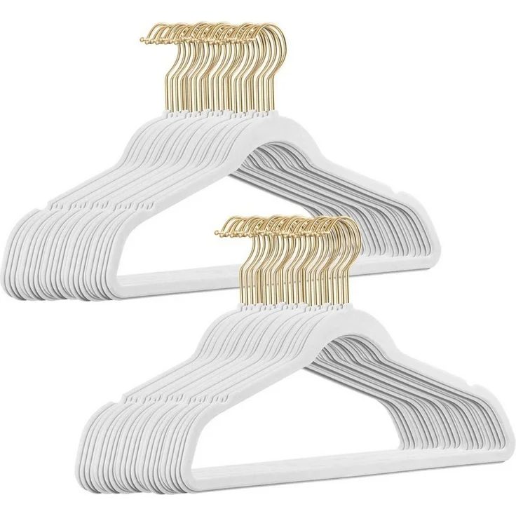 StickandShine Kleiderbügel Samt 50 Stück in verschiedenen Farben mit edlen Goldhaken im Set, (Spar-Set), Designbügel – Bild 2