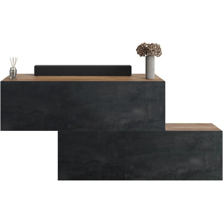 Planetmöbel Garderoben-Set 2x Hängeschrank WEST 100 cm gold eiche / schwarz charcoal, (Garderobenschrank, Wandgarderobe hängend oder stehend), in verschiedenen Farben – Bild 1