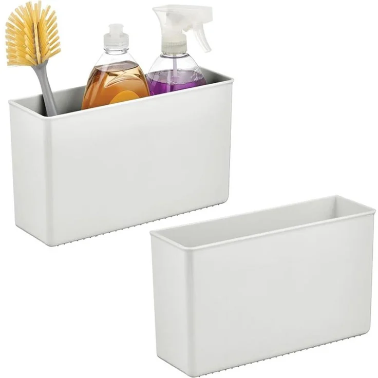 mDesign Hängekorb Küchenregal Organizer Aufbewahrung 2er-Set selbstklebend Grau – Bild 8