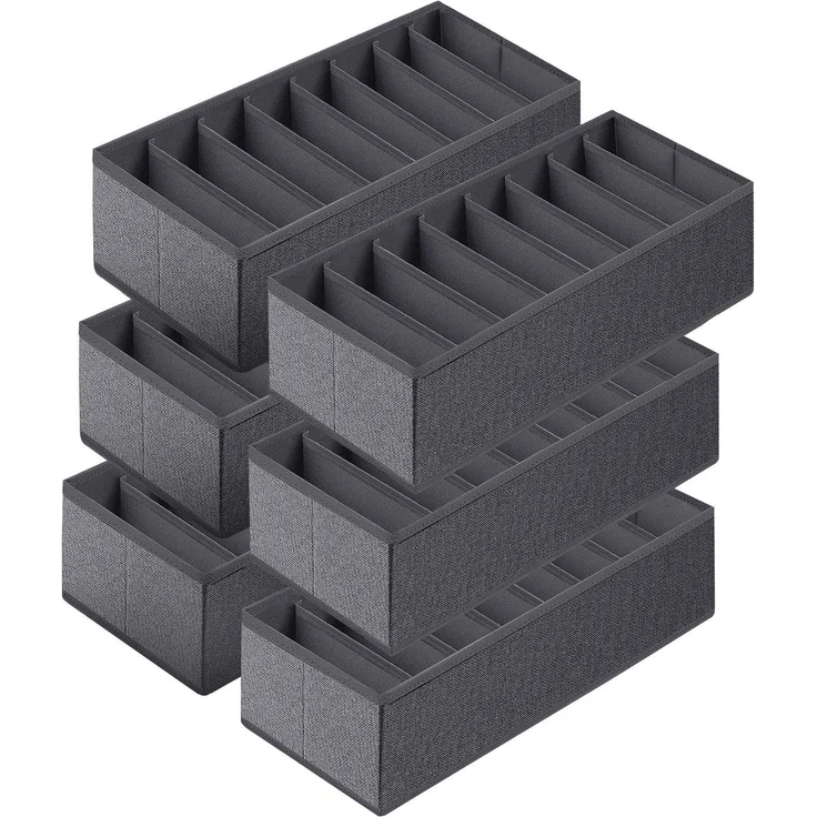 Sekey Aufbewahrungsbox Set aus Vliesstoff Faltbare Schubladen Organizer für Schrank und Kleiderschrank mit Fächer 22 x 51 x 11 cm 6 Stück – Bild 1