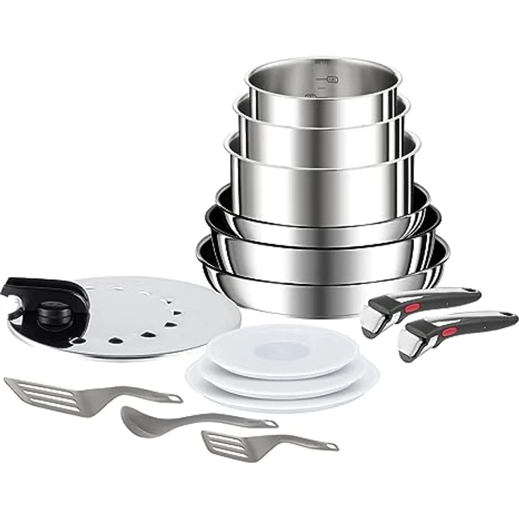 Tefal Ingenio Preference On 15-teiliges Topf und Pfannenset abnehmbarer Griff, stapelbar, platzsparend, Topfset Induktion mit Antihaftversiegelung, einfache Handhabung und Reinigung, L97495 – Bild 2