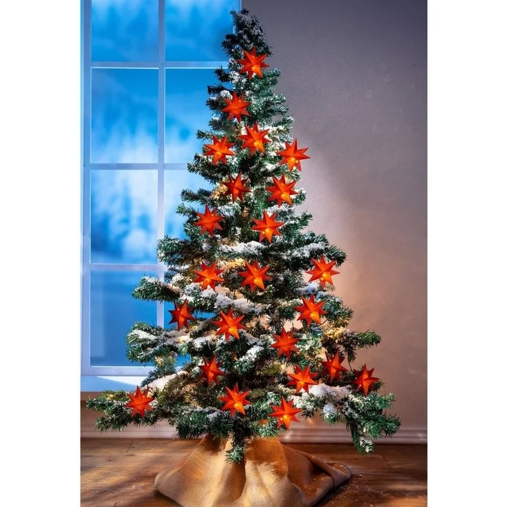 LED-Lichterkette Sterne rot 1,35m Weihnachtsdeko Leuchtdekoration Batterie – Bild 3