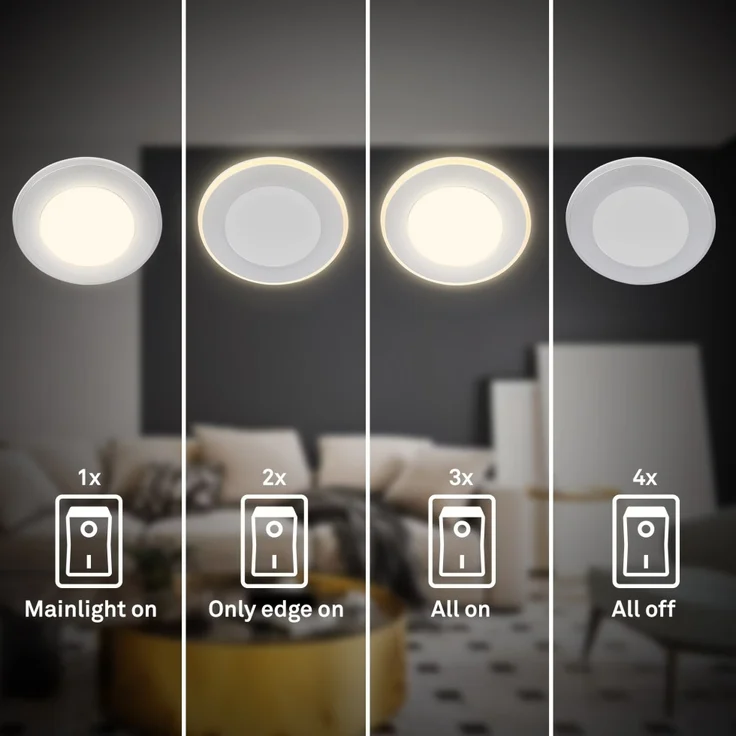 Briloner LED-Einbauleuchten 3er Set 4,9W 425lm chrom-matt Nachtlicht – Bild 6