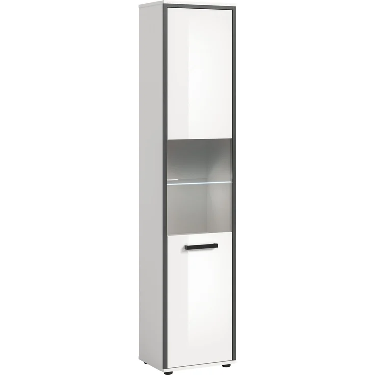 Badschrank (B/H/T: 40x188x34 cm) in weiß hochglanz