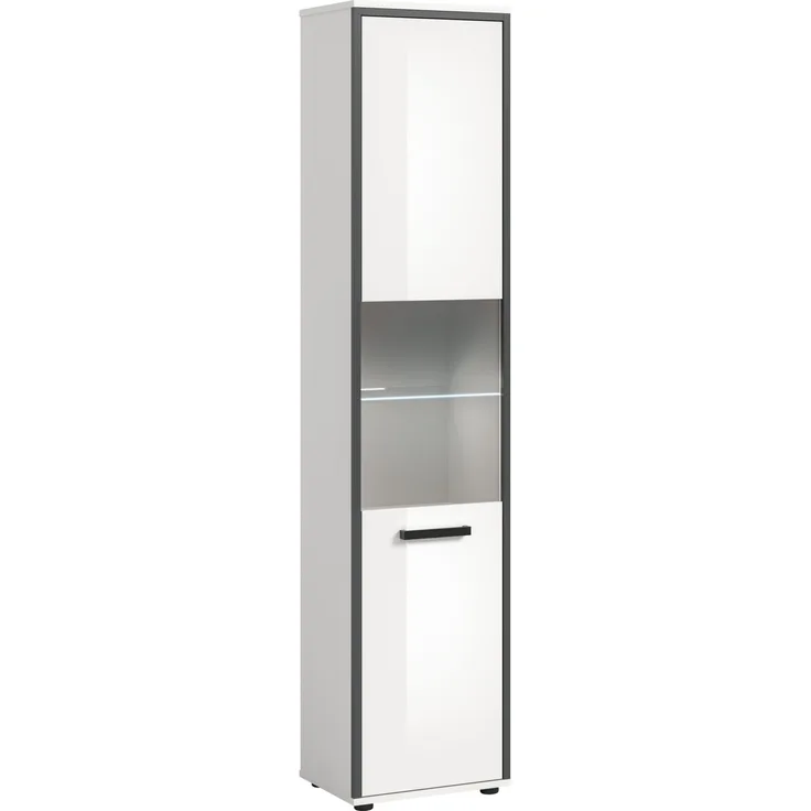 Badschrank (B/H/T: 40x188x34 cm) in weiß hochglanz